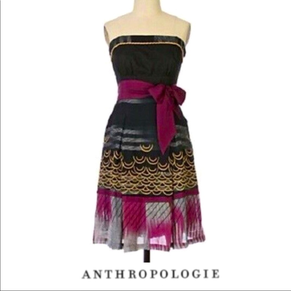 Anthropologie Floreat Strapless Dress